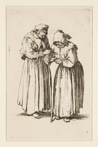 Kaksi kerjäläistä naista, Kerjäläisistä (Les deux mendiantes) tekijältä Jacques Callot