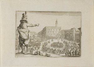 Näkymä Piazza Signorialle, Capricesista tekijältä Jacques Callot