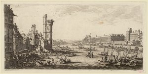 Näkymä Louvresta ja entisestä Porte de Neslestä (IFF 667). tekijältä Jacques Callot