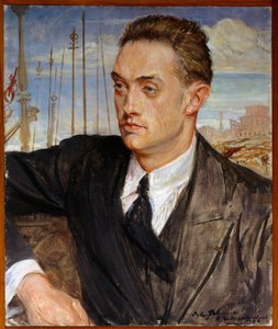 Muotokuva ranskalaisesta kirjailijasta Henri de Montherlantista (1896-1972) Jacques Emilen (Jacques-Emile) Blanchen (1861-1942) maalaus 1924 Su. 0,54x0,45 m Rouen, musee des Beaux Arts tekijältä Jacques Emile Blanche
