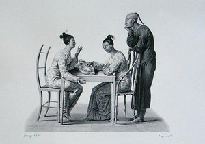 Kiinalainen soittaa Tchonkaa Coupangissa, Timorissa, kappaleesta "Voyage Autour du Monde sur les Corvettes de L