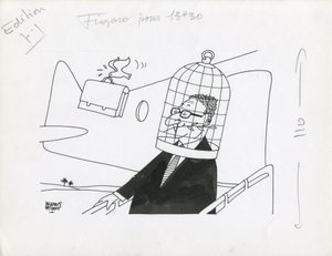 Le Figaro, mustavalkoinen satiiri tekijältä Jacques Faizant