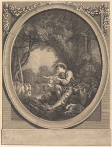 Kuriirin lähtö tekijältä Jacques Firmin Beauvarlet after François Boucher