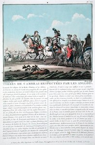 Englantilaiset kunnioittavat Cambrain alueita, kaiverrus Jean Baptiste Morret (fl.1790-1820)