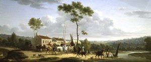 Maisema hahmojen kanssa tekijältä Jacques Francois Joseph Swebach