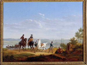 Jacques Francois Joseph Swebachin maisema hahmoilla ja ratsumiehillä tekijältä Jacques Francois Joseph Swebach