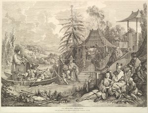 La pesche chinoise Chinese Fishing, Chinoiseries, vuoden 1743 jälkeen. tekijältä Jacques Gabriel Huquier