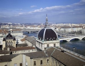 Barokkiarkkitehtuuri: Arkkitehti Jacques Germain (Jacques-Germain) Soufflot (1713-1780) Hotel Dieun kupoli (1741 - 1748). Lyons, Rhône (69).
