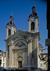 Näkymä Hotel Dieun (Hotel-Dieu) kappelille (1100-1200-luku), jonka on suunnitellut arkkitehti Jacques Germain Soufflot (1713-1780). Lyon, Rhone
