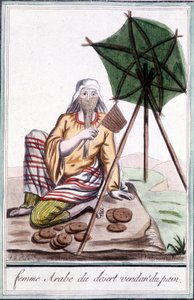 Aavikon arabialainen nainen myy leipää - Grasset St Sauveurin "" Encyclopedia of Travels" -julkaisussa, toim. 1796 tekijältä Jacques Grasset de Saint Sauveur