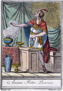 Entinen perulainen pappi (inka) - J. Grasset-Saint-Sauveurin "" Encyclopedia of Travels" -julkaisussa, Pariisi tekijältä Jacques Grasset de Saint Sauveur
