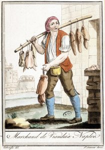 Lihakauppias Napolissa - Grasset St Sauveurin, Pariisin "" Encyclopedia of travels" -julkaisussa tekijältä Jacques Grasset de Saint Sauveur