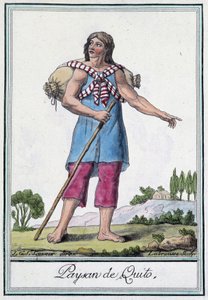 Peasant de Quito (Ecuador) - Grasset St Sauveurin "" Encyclopedia of Travels" -julkaisussa, toim. 1796 tekijältä Jacques Grasset de Saint Sauveur