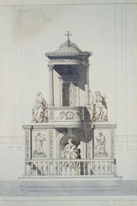 Suunnittelu saarnatuoliin, n. 1825 (kynä, muste ja wc paperilla)