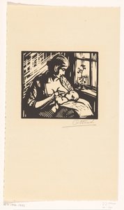 Nainen imettää lasta tekijältä Jacques Jeichienus Ottens (signed by artist)