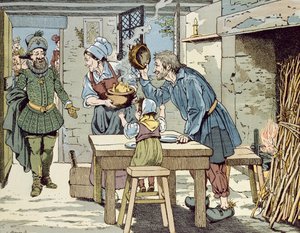 Henri IV, köyhien kuningas, joka haluaa kaikille alamaisilleen kanan sunnuntai-illalliseksi, n. 1900 tekijältä Jacques Marie Gaston Onfray de Breville (Job)