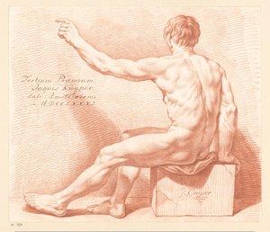 Istuva alaston mies, takaa katsottuna (3. palkinto 1781)