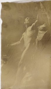 Tutkimus telineessä olevasta miesmallista alhaalta katsottuna Jacques de Lalaingin työpajassa tekijältä Jacques Lalaing (attributed to)