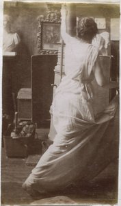 Tutkimus verhoissa olevasta naismallista takaa katsottuna Jacques de Lalaingin studiossa tekijältä Jacques Lalaing (attributed to)