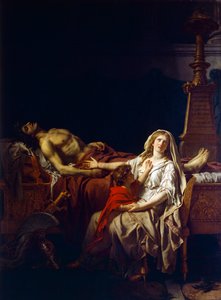 Andromache suree Hectorin ruumista, kirjoittanut Jacques-Louis David (1748-1825) tekijältä Jacques Louis (studio of) David
