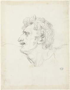 Miehen pää, vasen profiili tekijältä Jacques Louis David