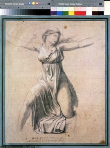 Hersilia (Hersilie)"": esitys yhdestä sabiinista, joka on välissä Romulun ja Sabiinien kuninkaan Tatiuksen välillä. Tutkimus maalaukselle "Les sabines" Jacques Louis Davidin (1748-1825) piirustus 1795-1798 Moskova. Pushkinin taidemuseo tekijältä Jacques Louis David