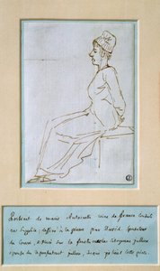 Marie Antoinette johti kidutukseen (1755 - 1793). Jacques Louis Davidin piirustus (1748-1825) tekijältä Jacques Louis David