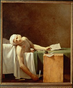 Paul Marat kylvyssä (maalaus kankaalle) tekijältä Jacques Louis David
