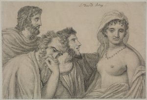 Phryné ennen tuomareita, noin 1816-1820 (musta liitu vellapaperille). tekijältä Jacques Louis David