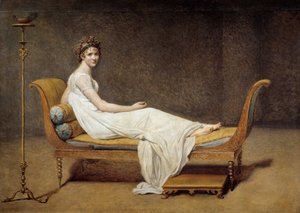 Madame Recamierin (1777 - 1849) muotokuva, Jeanne Francoise nimeltä Juliette - Jacques Louis Davidin (1748-1825) maalaus tekijältä Jacques Louis David