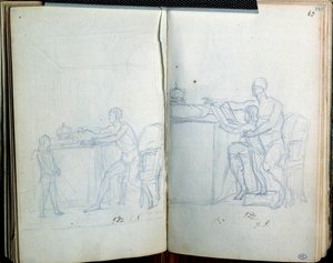 Tutkimus Ludvig XVI:n ja delfiinin muotokuvaa varten. Jacques Louis Davidin (1748-1825) piirustus tekijältä Jacques Louis David