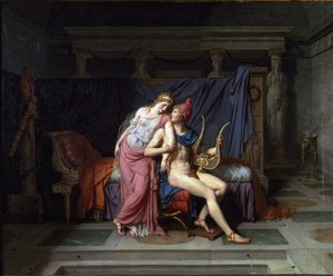 Parisin ja Helenin rakkaudet - Öljy kankaalle tekijältä Jacques Louis David