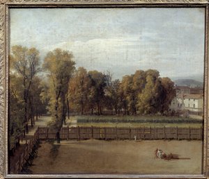 Näkymä Luxemburgin puutarhaan Pariisissa Louis Davidin (1748-1825) maalaus. 1794. Su. 0,55 x 0,65 tekijältä Jacques Louis David