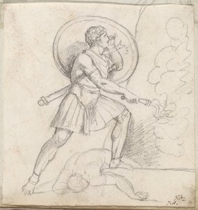 Soturi kilven ja taskulampun kanssa tekijältä Jacques Louis David