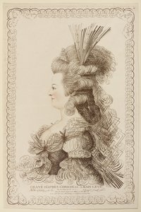 Kalligrafinen muotokuva Marie Antoinettesta, 1787 (etsaus ja kaiverrus) tekijältä Jacques-Louis Petit