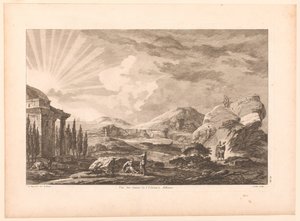 Näkymä Ateenan rauniolle, mahdollisesti Dionysos-teatterille Vue des ruines de l