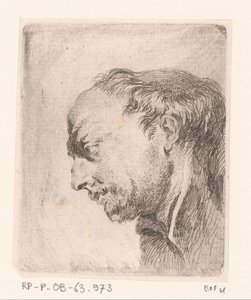 Hoofd van een kalende man Kokoelma erilaisia ​​doodle- ja etsausvedoksia (...) (sarjan nimi) tekijältä Jacques Philippe Le Bas