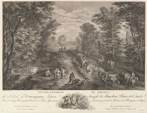 Näkymä Bruggen ympäristöön Vue des environs de Bruges. tekijältä Jacques Philippe Le Bas