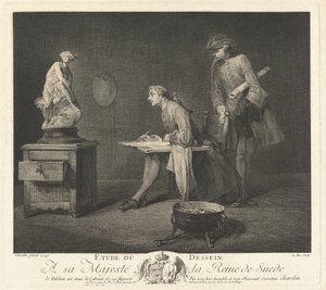 Piirustuksen opiskelu (piirustustunti) tekijältä Jacques Philippe Le Bas after Jean Siméon Chardin