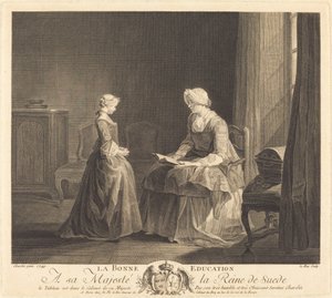 La Bonnen koulutus (Hyvä koulutus) tekijältä Jacques Philippe Le Bas after Jean Siméon Chardin