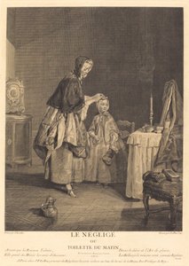 Laiminlyönti tai aamukäymälä tekijältä Jacques Philippe Le Bas after Jean Siméon Chardin
