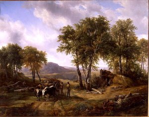 Metsästä lähtevät metsänhakkaajat Millaussa, 1832
