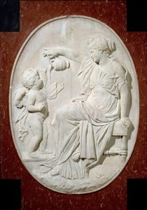 Monumentti Ludvig XIII:n sydämelle: neljä päähyvettä. Raittius. Sisustuselementti Ludvig XIII:n hautausmuistomerkistä Saint Paulin kirkossa Saint Louis (Saint Paul) rue Saint Antoine Pariisissa. Jacques Sarazinin (1592-16) marmorinen reliefibasso tekijältä Jacques Sarazin