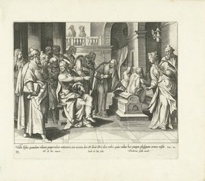 Köyhän lesken anteliaisuus Vita, passio et resvrrectio Iesv Christi (sarjan nimi) Kristuksen elämä, kärsimys ja ylösnousemus (sarjan nimi) tekijältä Jacques de Bie