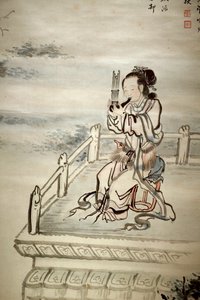 Maalattu hahmo, muusikko. Muste paperille kirjoittanut Yi Jaegwan (1783-1837), taiteen ydin 1800-luvulta. Korean kansallismuseo, Soul (Etelä-Korea). tekijältä Jaegwan Yi