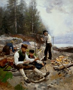 Kalastajat rannalla
