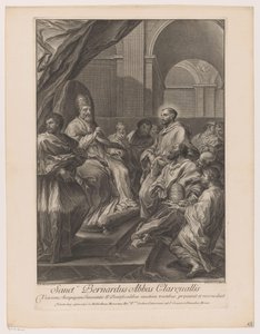 Heilige Bernardus van Clairvaux voor tauko Innocent II Saint Bernardus Abbot of Clareualis (nimi esineessä) tekijältä Jakob Frey (I)