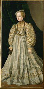 Arkkiherttuatar Anna, kuningas Ferdinandin ja hänen vaimonsa, Unkarin Annan tytär, avioitui Baijerin Albrechtin kanssa (maalaus kankaalle). tekijältä Jakob Seisenegger