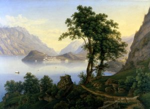Näkymä Bellagiosta Comojärvellä. 1800-luvulla. Jacob Suterin maalaus. tekijältä Jakob Suter
