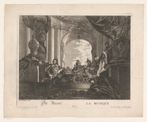 Musiikin allegoria Die Music / La musique (otsikko esineessä) Allegoriset esitykset (sarjan nimi) tekijältä Jakob Wangner